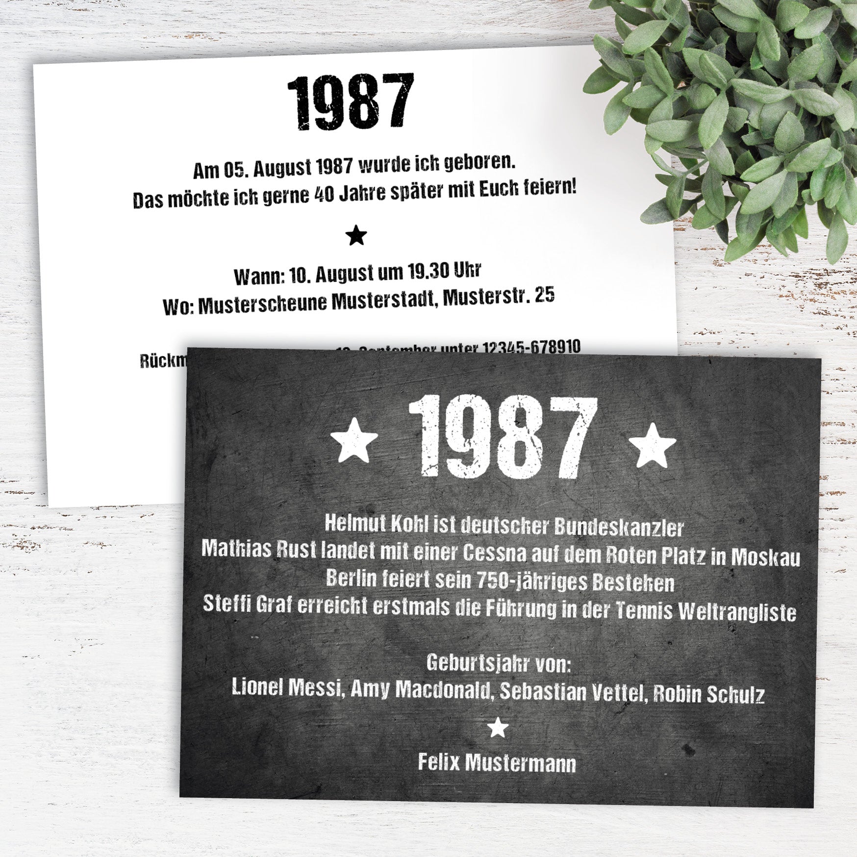 Einladung zum 40. Geburtstag 1987 – personalisierbar | Individuelle Einladung